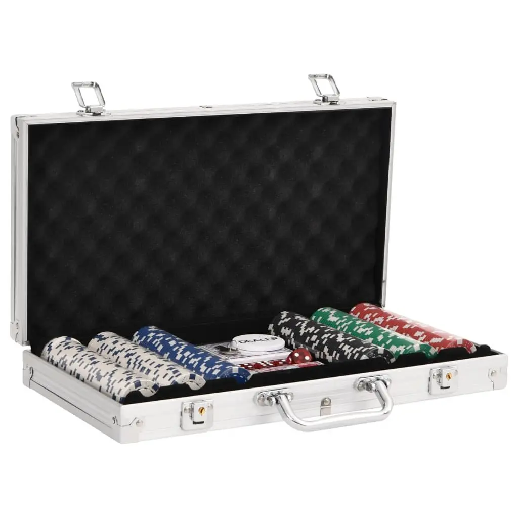 Poker Chip Set 300 pcs 11.5g Casino Game Cards Dice Dealer Button Carry Case