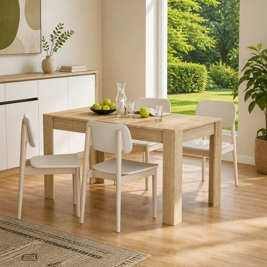 Dining Table Sturdy Stable Sonoma Oak Brown Engineered Wood 140L x 74.5W x 76H cm