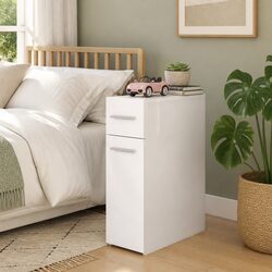 Storage Cabinet White Engineered Wood Apothecary Organiser Home Furniture