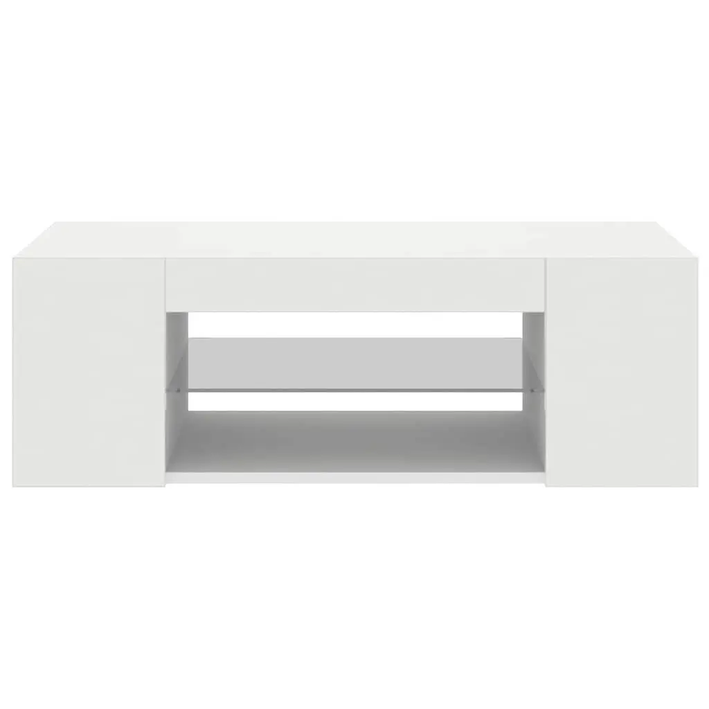 TV Cabinet with RGB LED Lights White Modern Media Storage Unit HiFi Stand