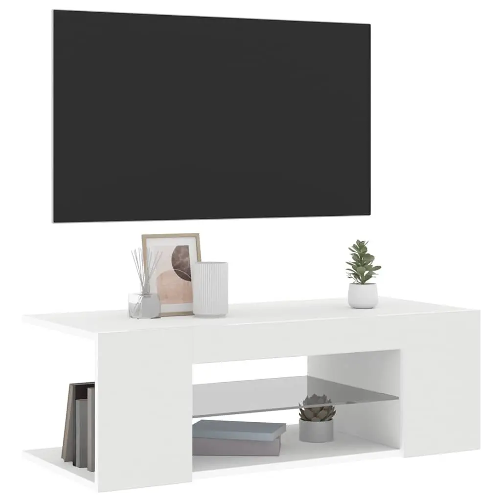 TV Cabinet with RGB LED Lights White Modern Media Storage Unit HiFi Stand