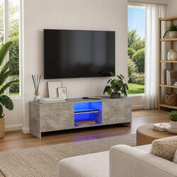 Your Modern Grey TV Cabinet with LED Lighting