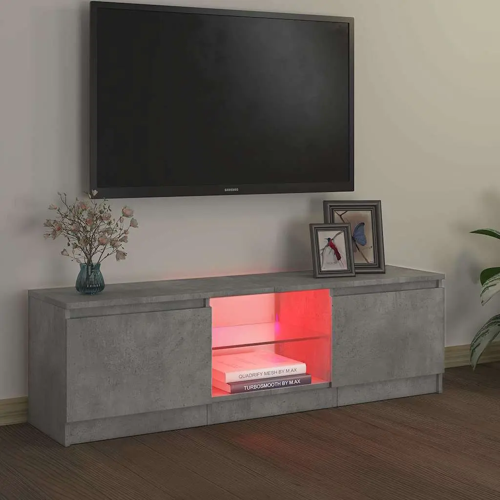TV Cabinet Grey Modern with LED Lights 120 x 30 x 36 cm