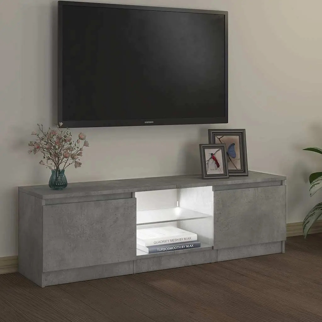 TV Cabinet Grey Modern with LED Lights 120 x 30 x 36 cm