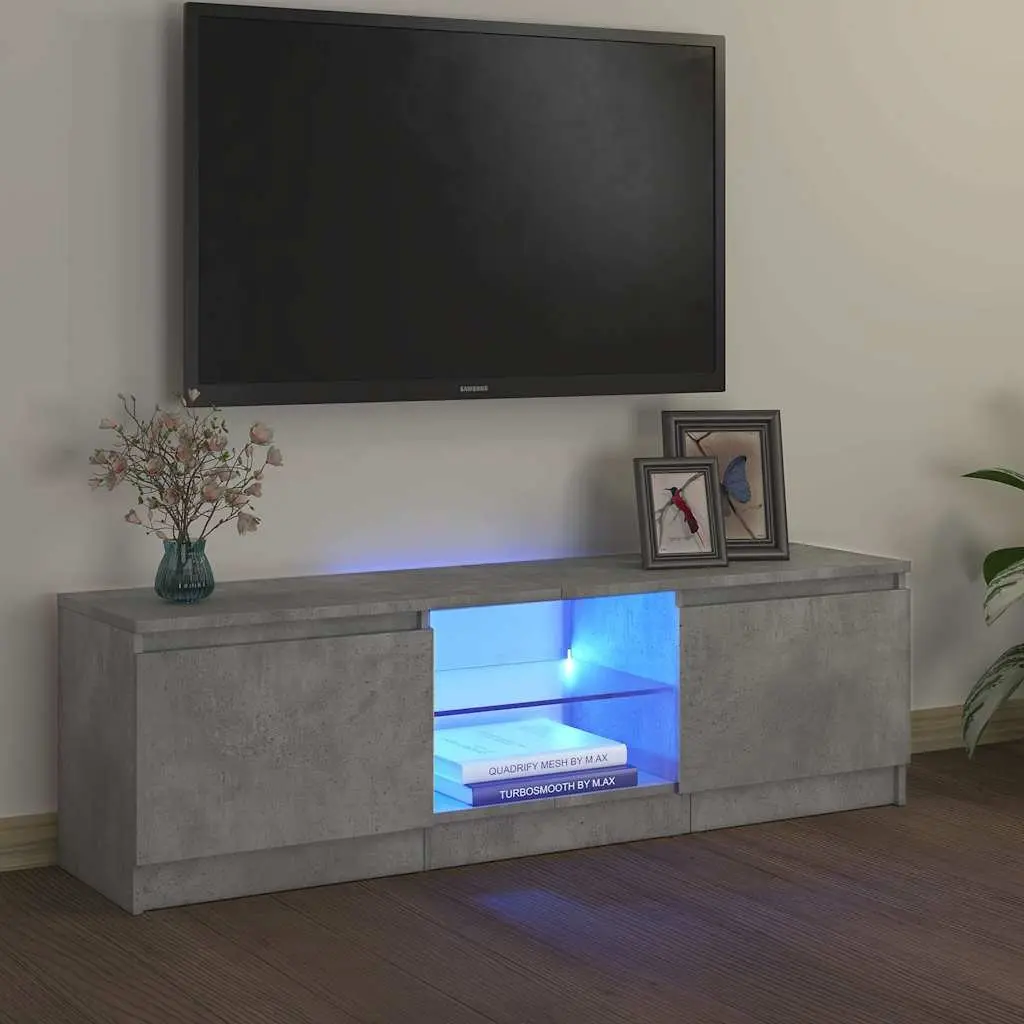 TV Cabinet Grey Modern with LED Lights 120 x 30 x 36 cm