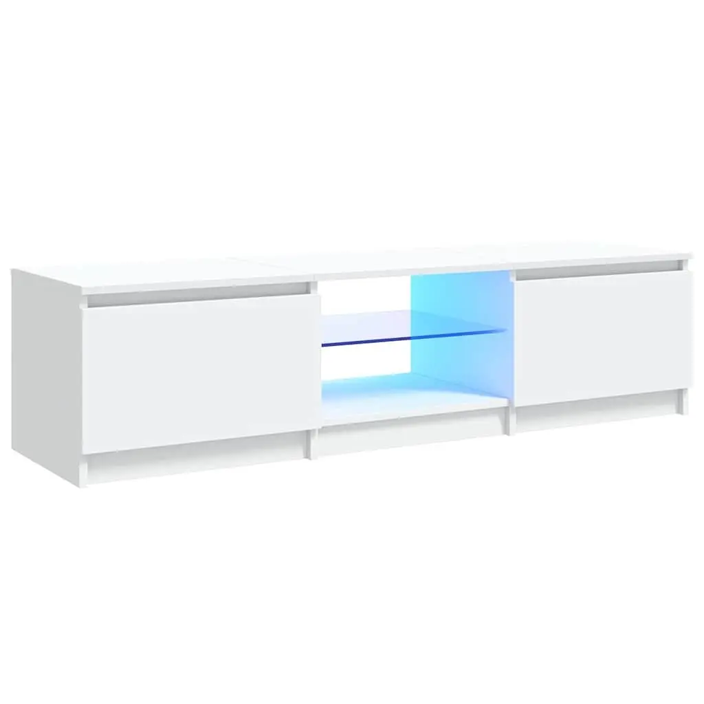 TV Cabinet Modern White with LED Lights 140x40x36cm