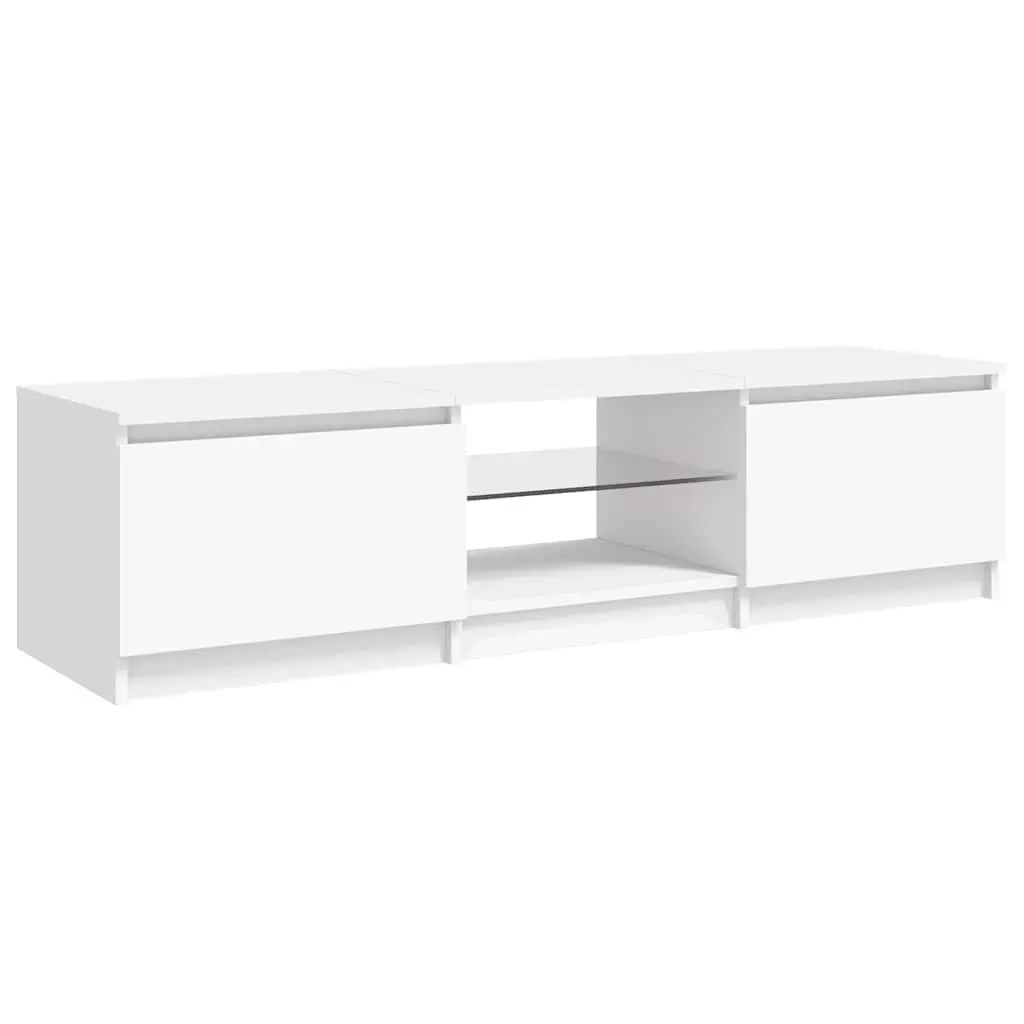 TV Cabinet Modern White with LED Lights 140x40x36cm