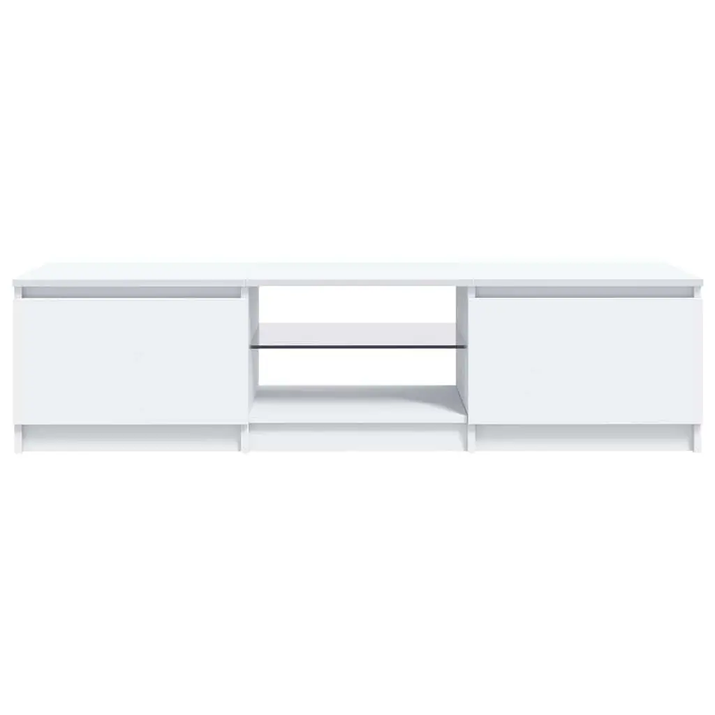 TV Cabinet Modern White with LED Lights 140x40x36cm