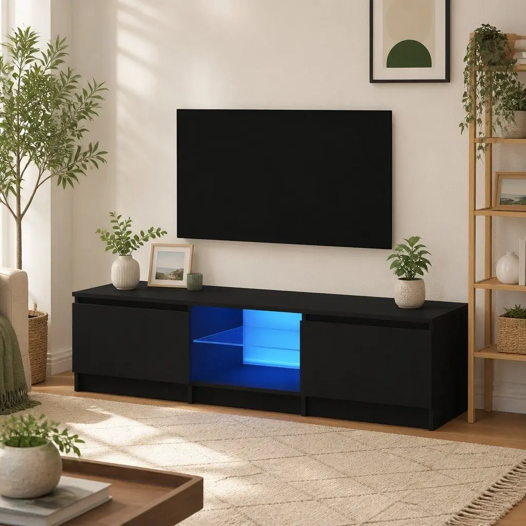 TV Cabinet RGB LED Lights Black 140 x 40 x 36 cm