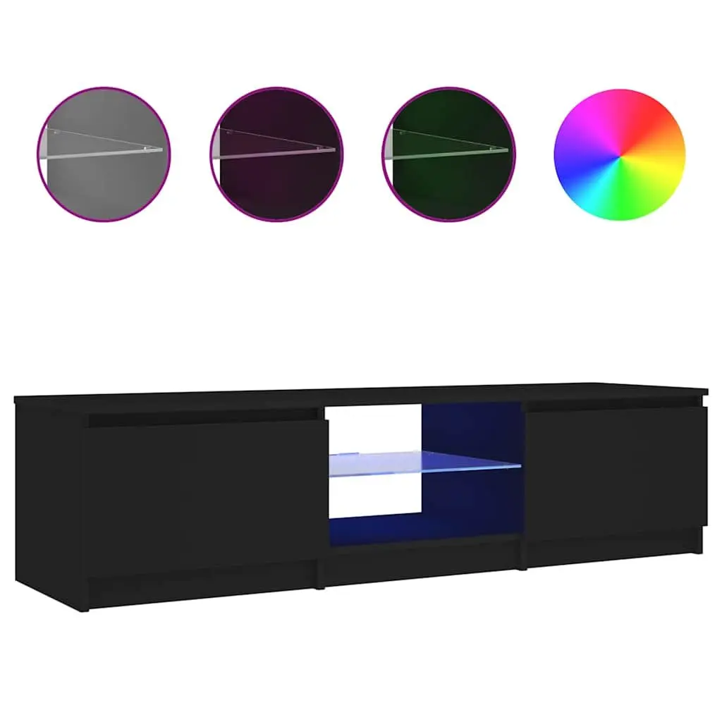 TV Cabinet RGB LED Lights Black 140 x 40 x 36 cm