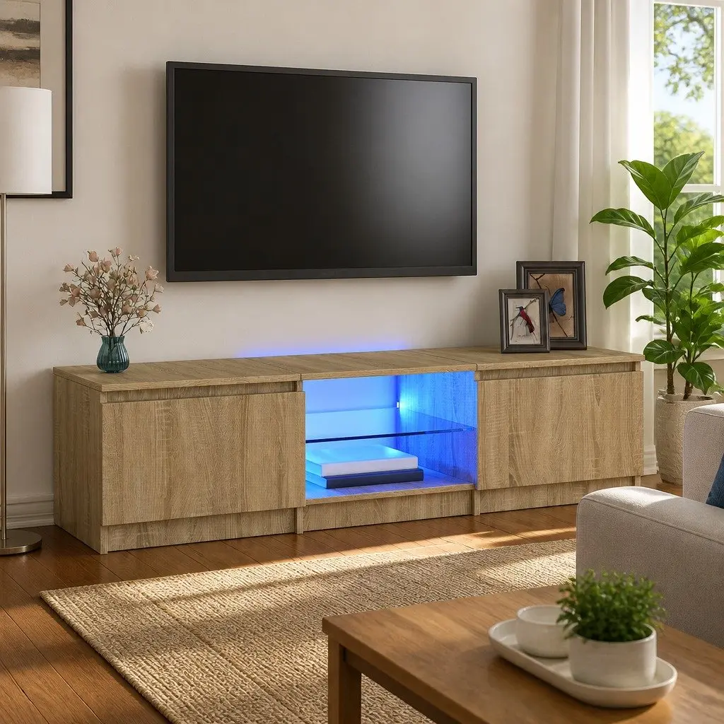 Brown TV Cabinet with LED Lights