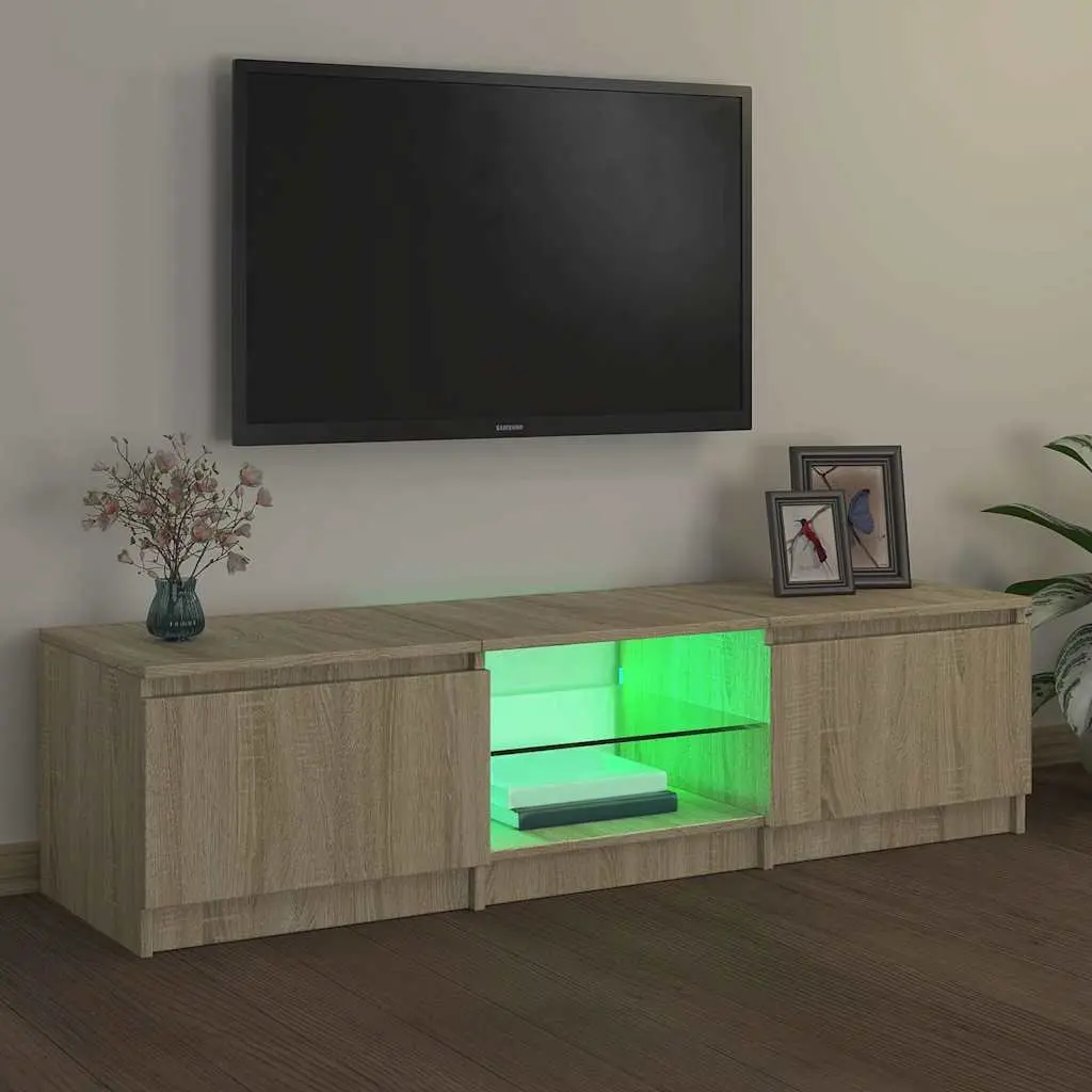Brown TV Cabinet with LED Lights