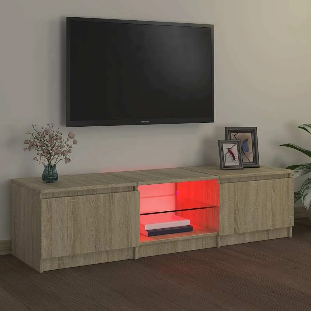 Brown TV Cabinet with LED Lights