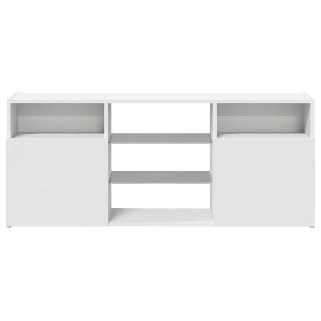 TV Cabinet with LED Lights Modern White Media Storage Unit 120x30x50cm