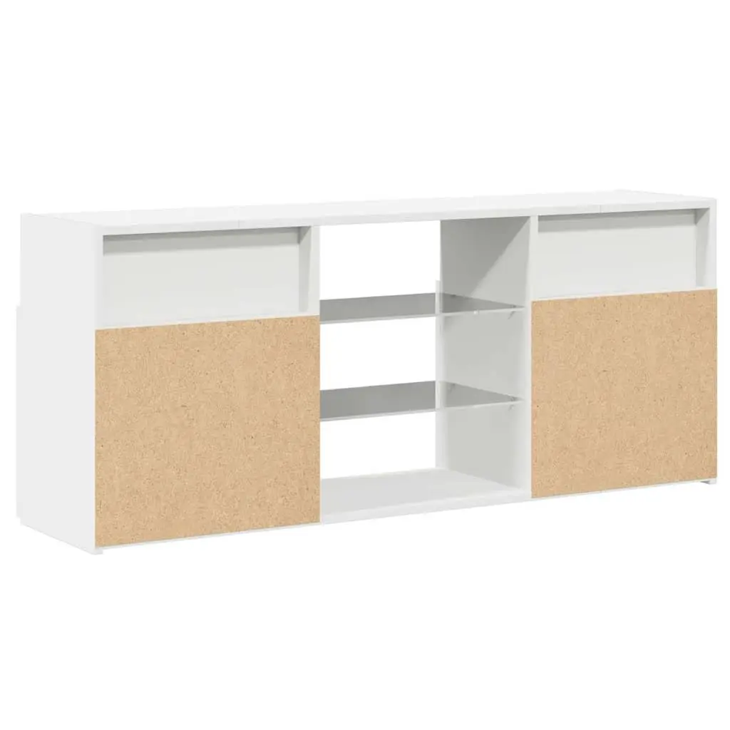 TV Cabinet with LED Lights Modern White Media Storage Unit 120x30x50cm
