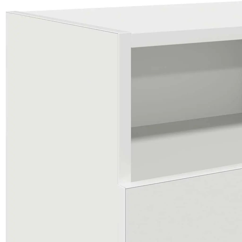 TV Cabinet with LED Lights Modern White Media Storage Unit 120x30x50cm