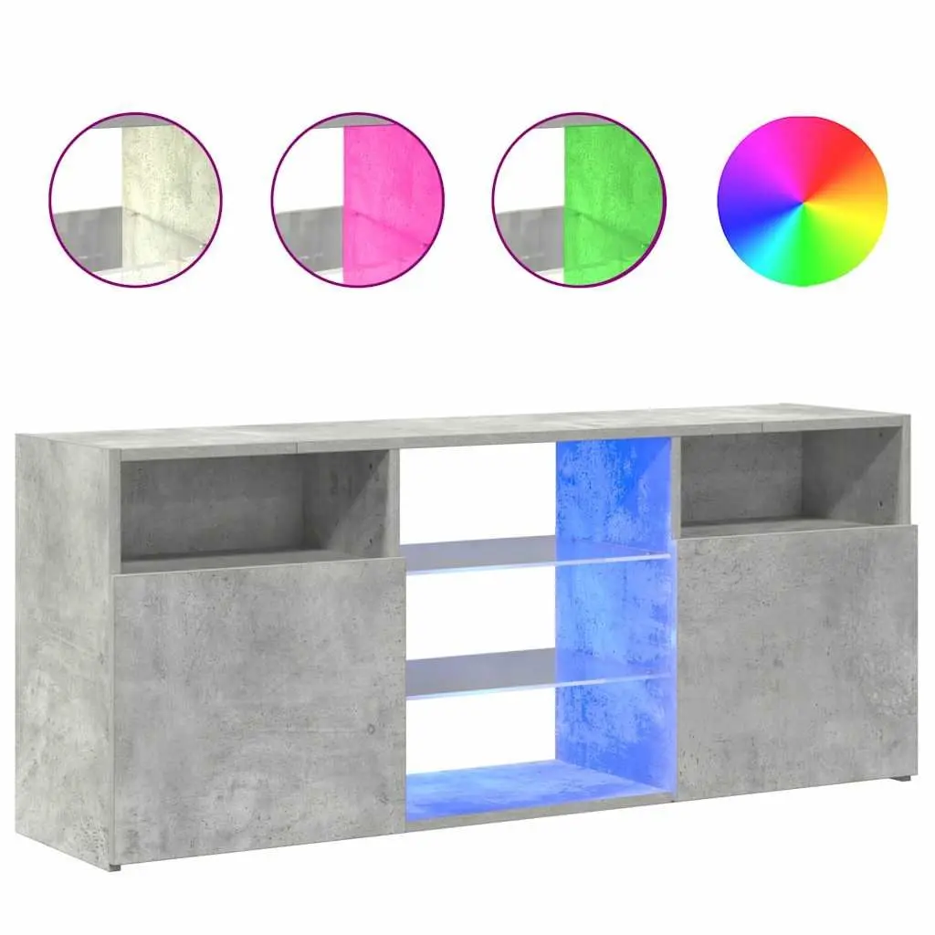 TV Cabinet RGB LED Lights Grey Media Storage Unit 120 x 30 x 50 cm