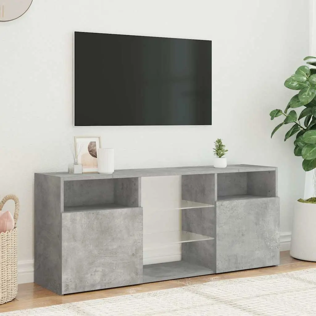 TV Cabinet RGB LED Lights Grey Media Storage Unit 120 x 30 x 50 cm