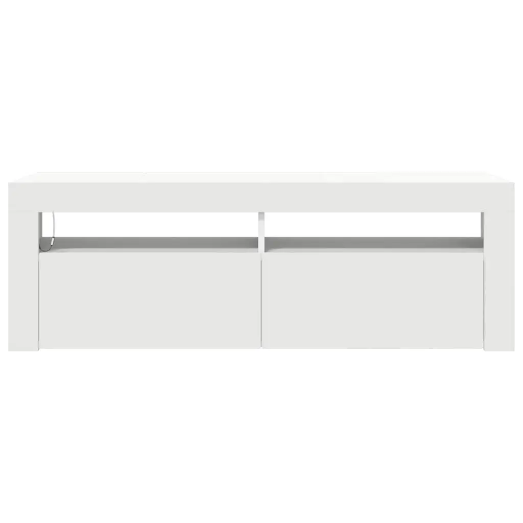 TV Cabinet with RGB LED Lights White Modern Entertainment Stand Storage Unit