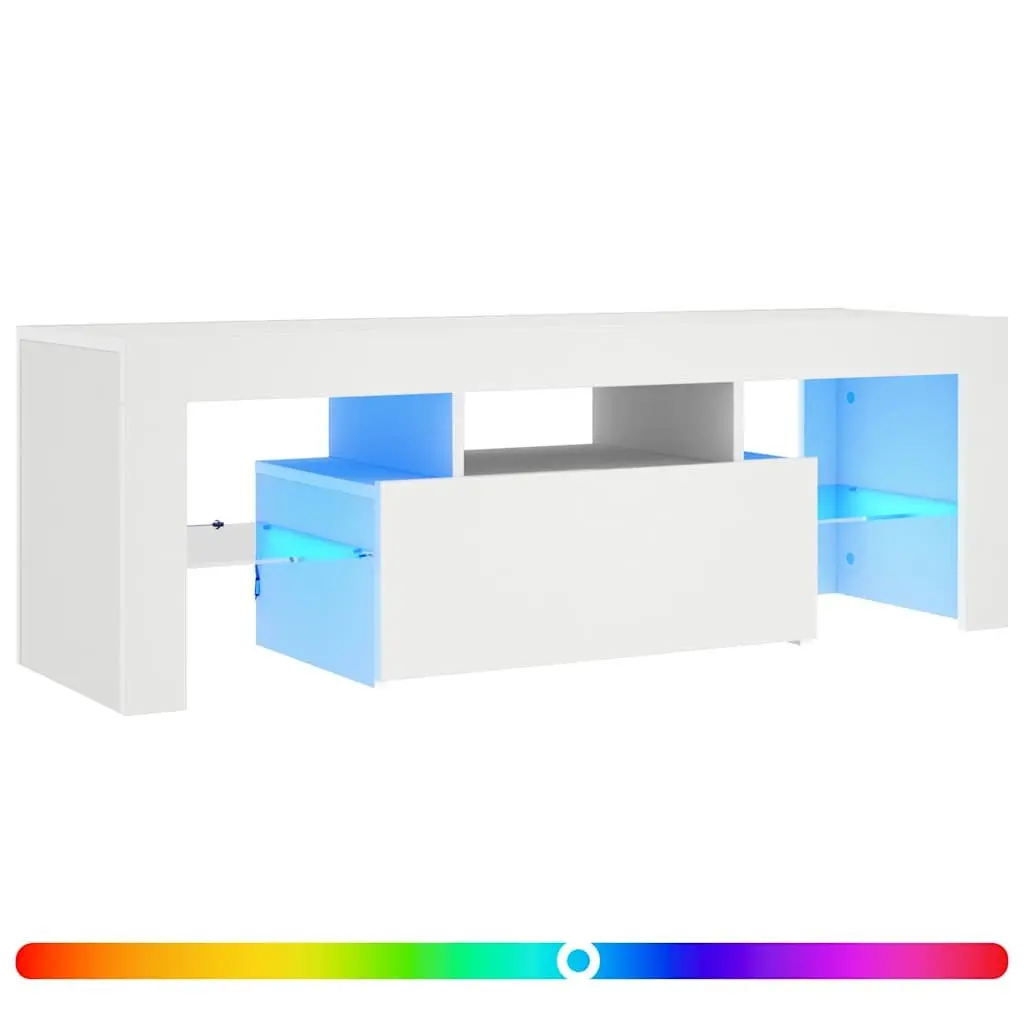 TV Cabinet with RGB LED Lights White Modern Living Room Media Stand Storage Unit