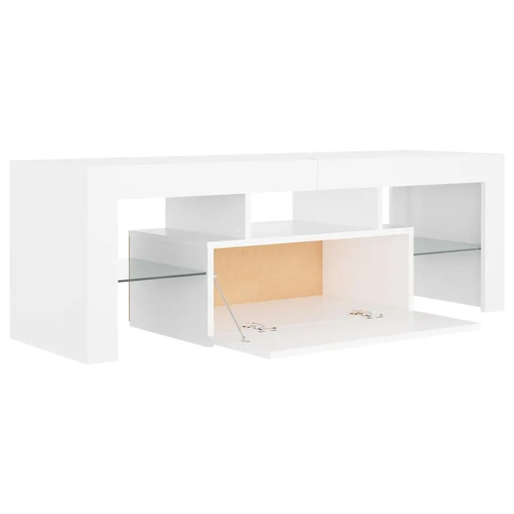 TV Cabinet with RGB LED Lights White Modern Living Room Media Stand Storage Unit