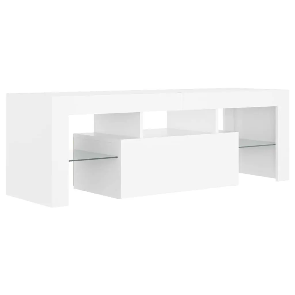 TV Cabinet with RGB LED Lights White Modern Living Room Media Stand Storage Unit