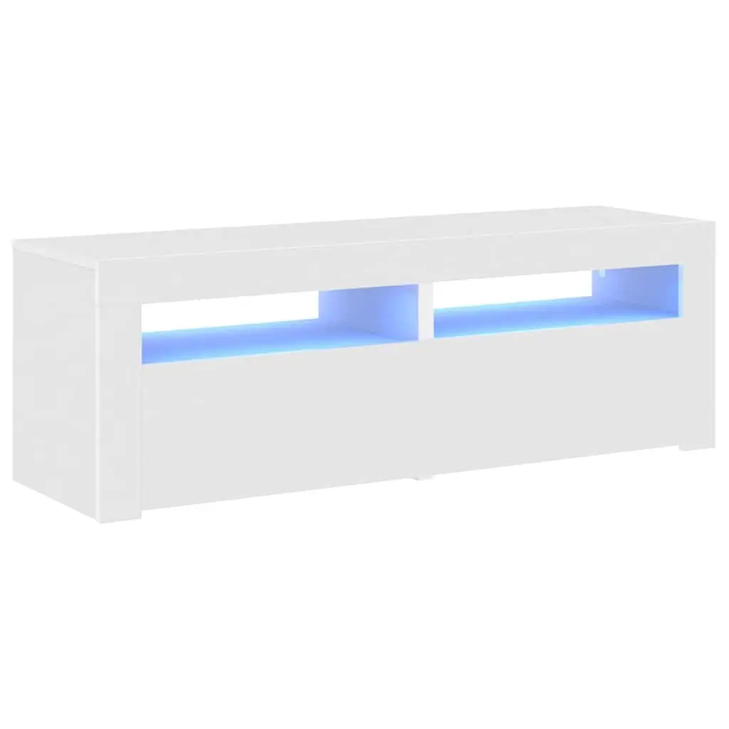 TV Stand White Storage Unit Media Console with RGB LED Lights 120x35x40cm