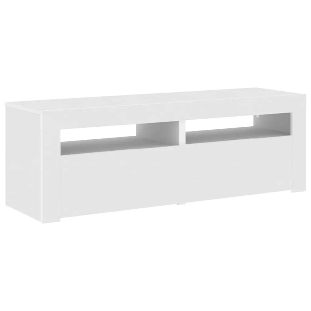 TV Stand White Storage Unit Media Console with RGB LED Lights 120x35x40cm