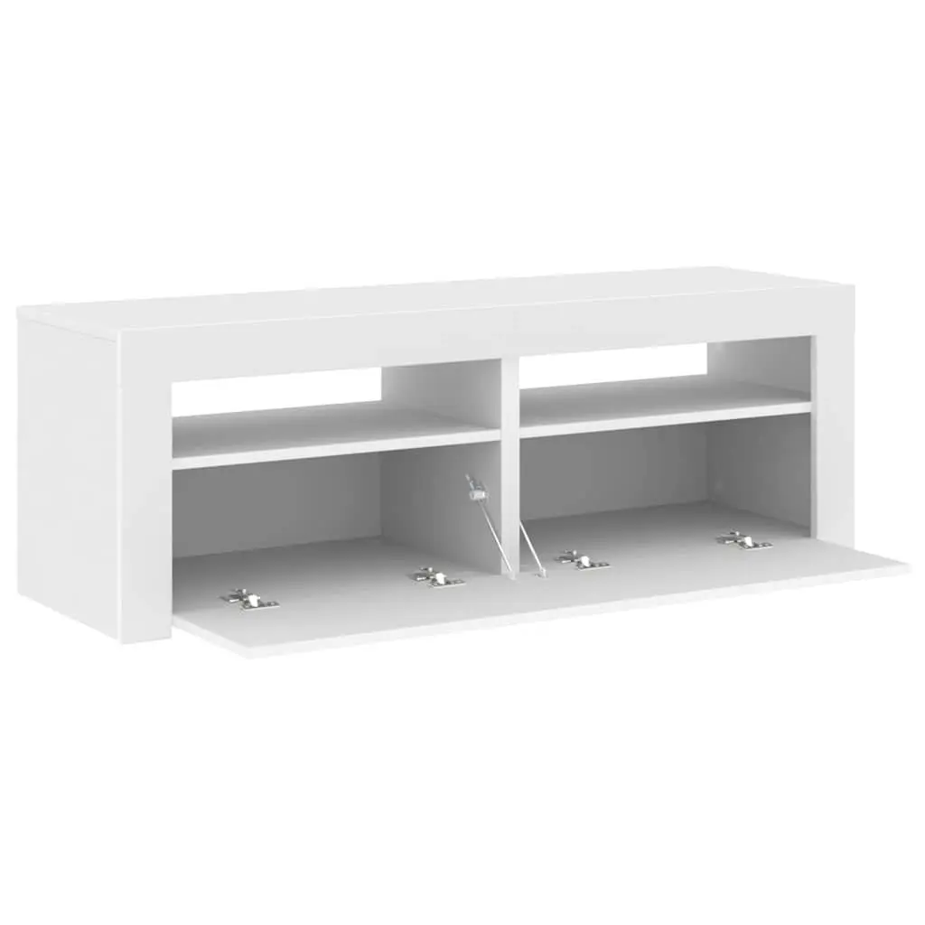 TV Stand White Storage Unit Media Console with RGB LED Lights 120x35x40cm