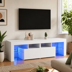 Your Ideal TV Cabinet with RGB LED Lights in White