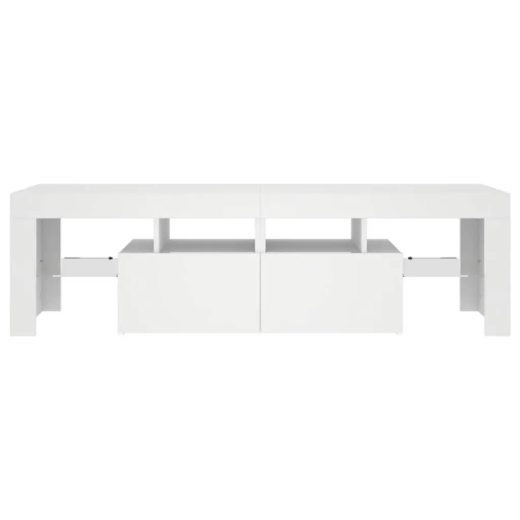 White Modern TV Stand with RGB LED Lighting Storage Unit 140cm