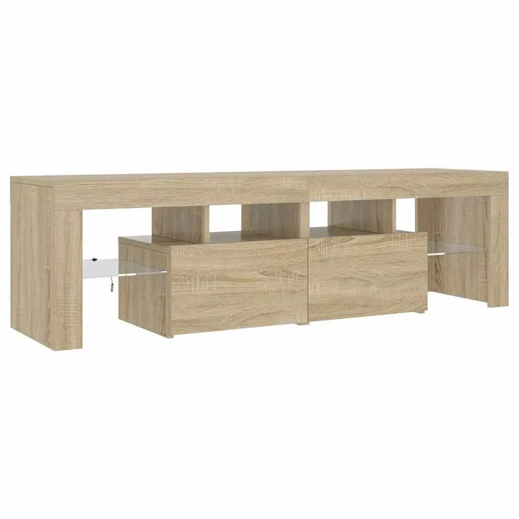 TV Cabinet with RGB LED Lights Brown Engineered Wood Media Stand 140 x 36.5 x 40 cm