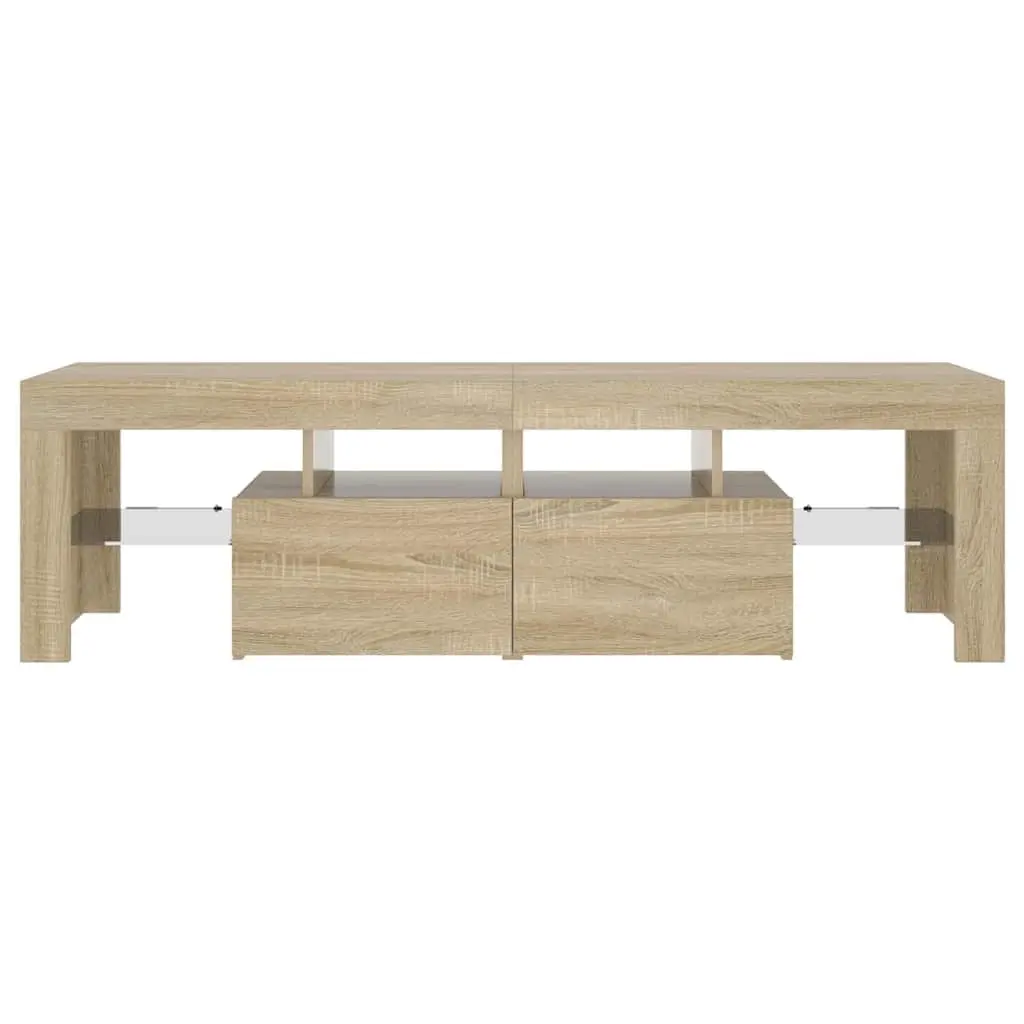 TV Cabinet with RGB LED Lights Brown Engineered Wood Media Stand 140 x 36.5 x 40 cm