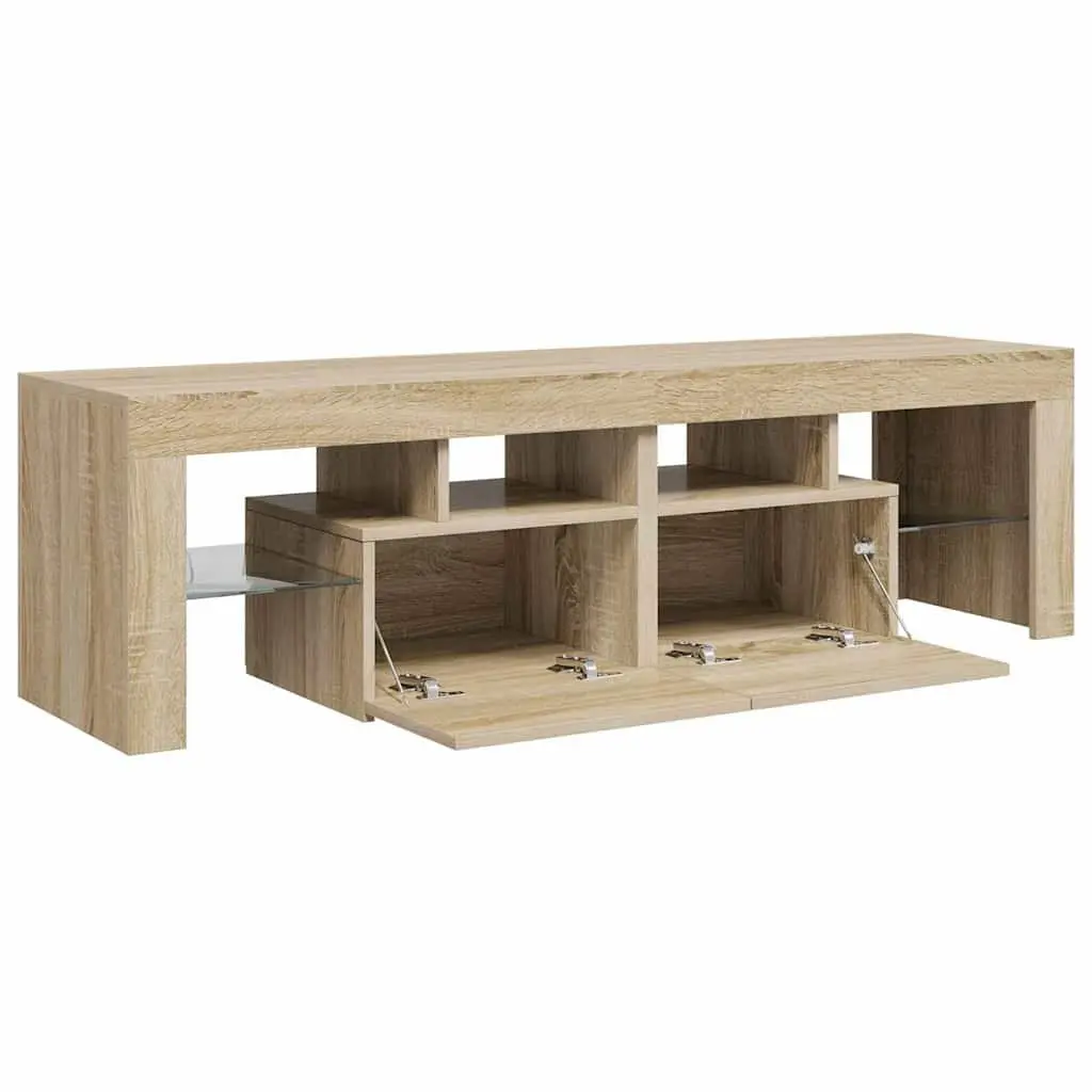 TV Cabinet with RGB LED Lights Brown Engineered Wood Media Stand 140 x 36.5 x 40 cm