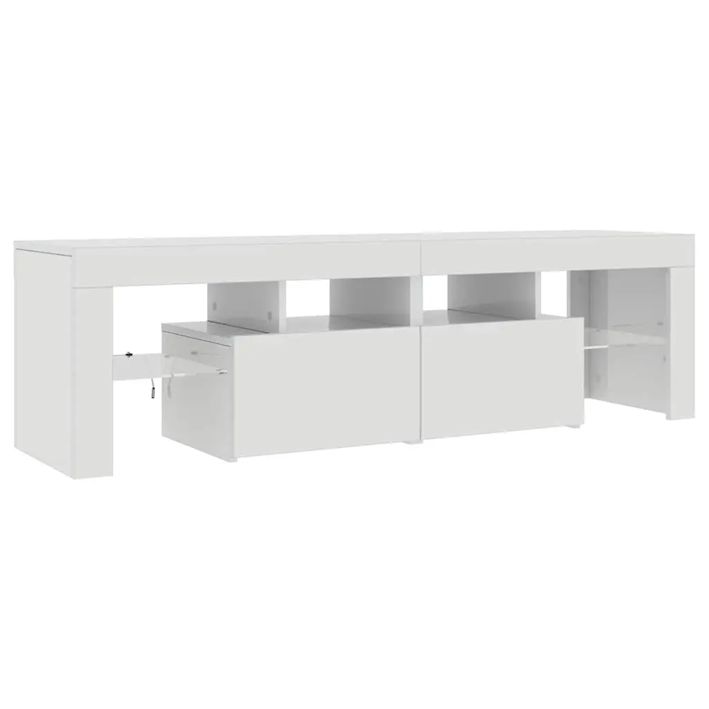 TV Stand High Gloss White RGB LED Lights Storage Unit 140x36.5x40cm