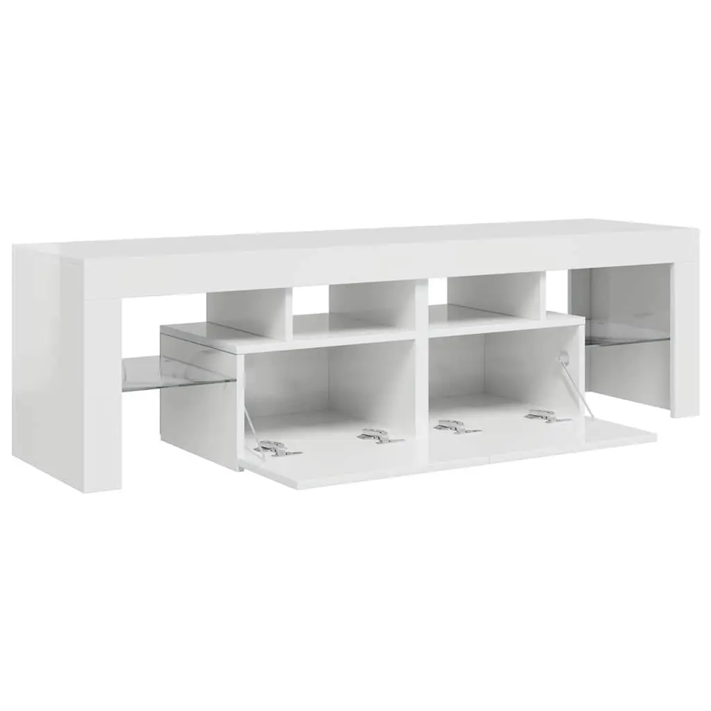 TV Stand High Gloss White RGB LED Lights Storage Unit 140x36.5x40cm