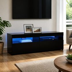 Your New Favorite Black TV Cabinet with RGB Lights