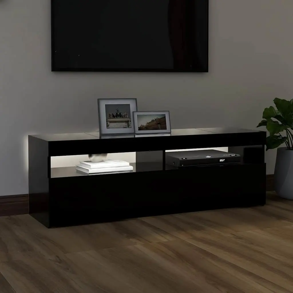TV Cabinet RGB LED Lights Black Media Stand 120 x 35 x 40 cm