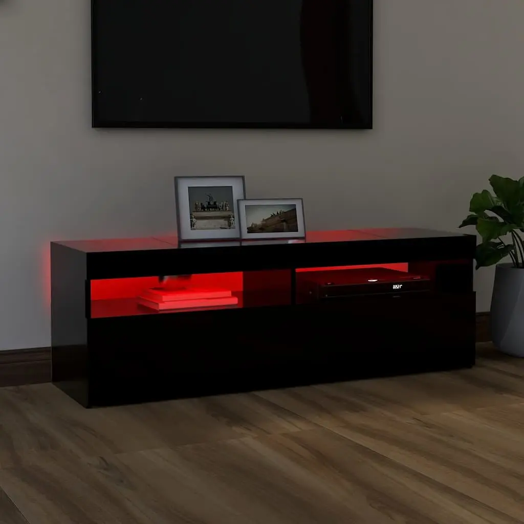 TV Cabinet RGB LED Lights Black Media Stand 120 x 35 x 40 cm