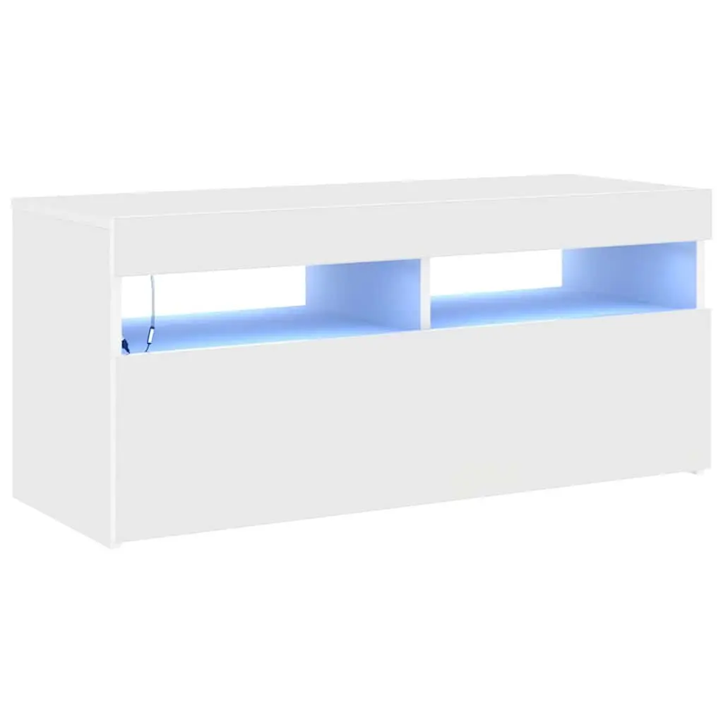 White TV Cabinet with RGB LED Lights