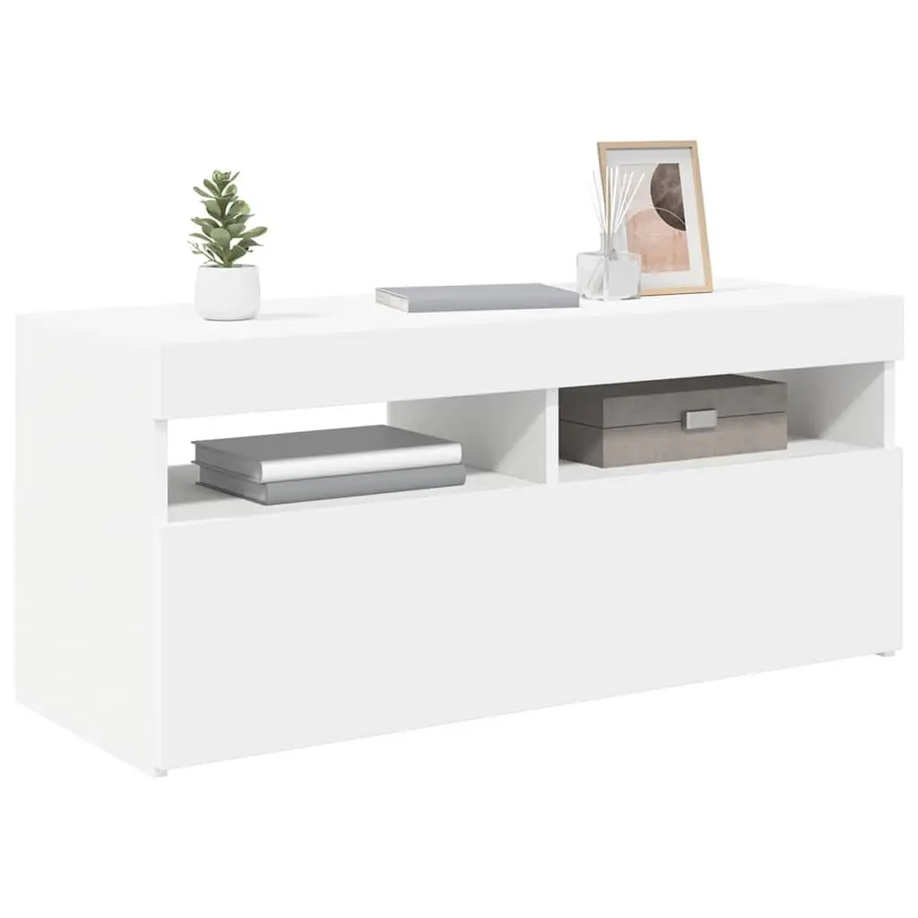 White TV Cabinet with RGB LED Lights