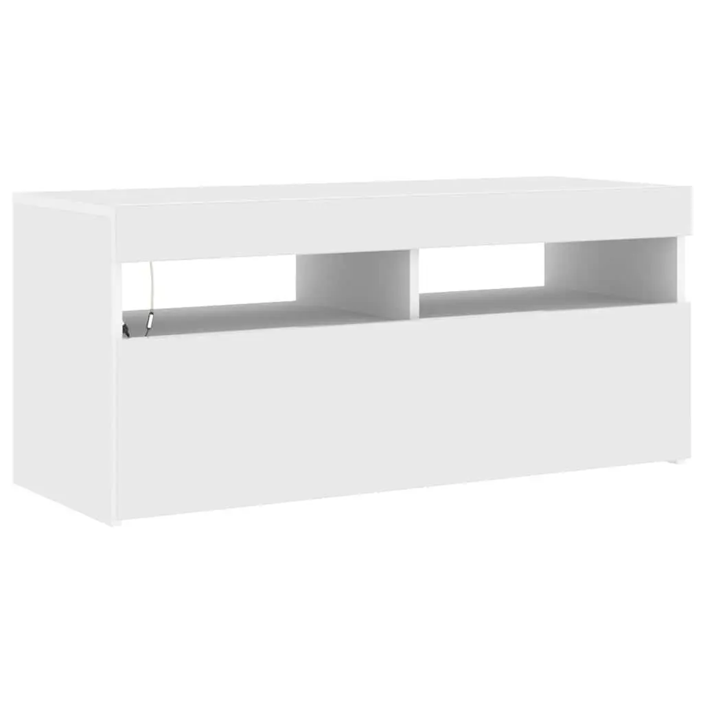 White TV Cabinet with RGB LED Lights