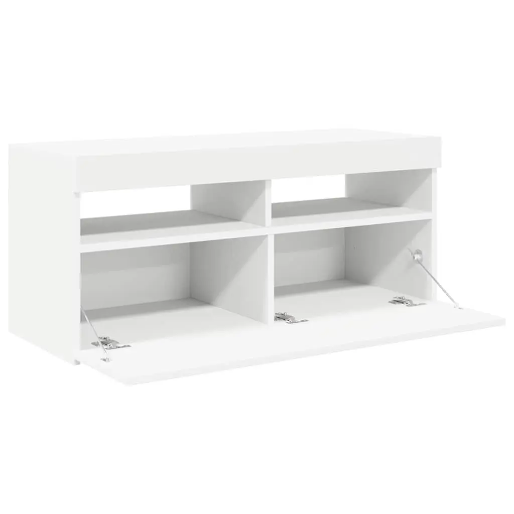 White TV Cabinet with RGB LED Lights
