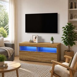 Friendly Brown TV Cabinet with RGB LED Lights and Storage