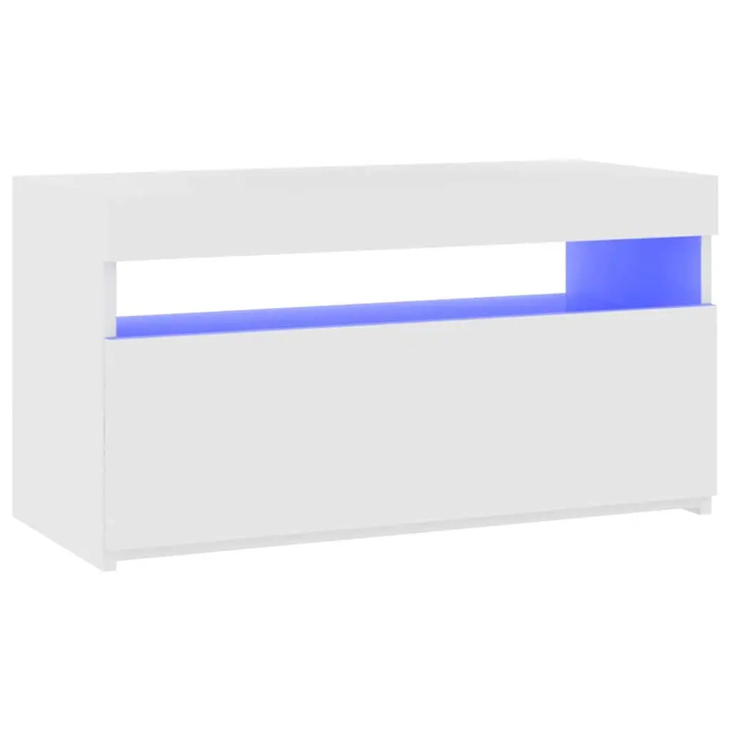 TV Cabinet with LED Lights Modern Minimalist White 75x35x40cm