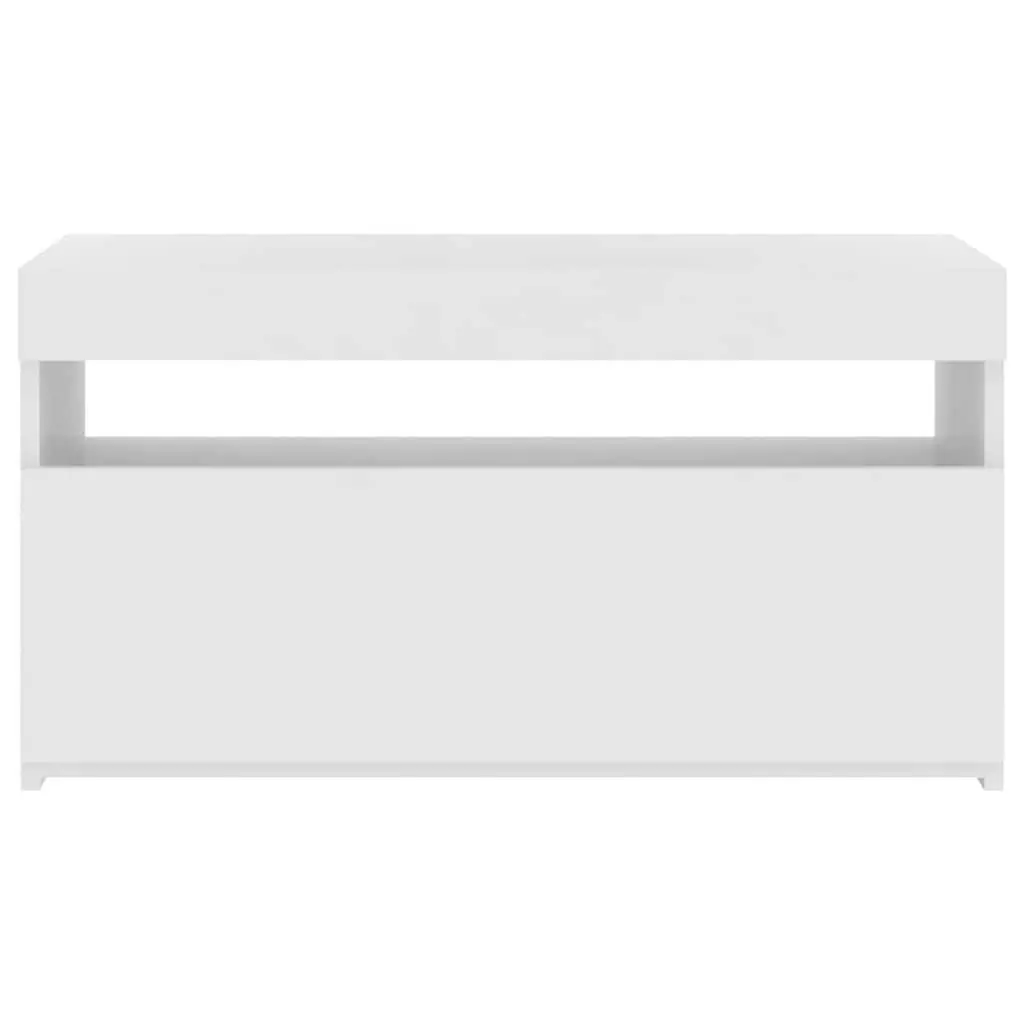 TV Cabinet with LED Lights Modern Minimalist White 75x35x40cm