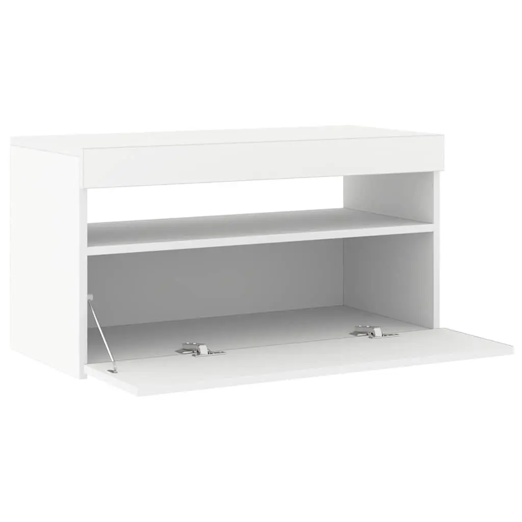 TV Cabinet with LED Lights Modern Minimalist White 75x35x40cm