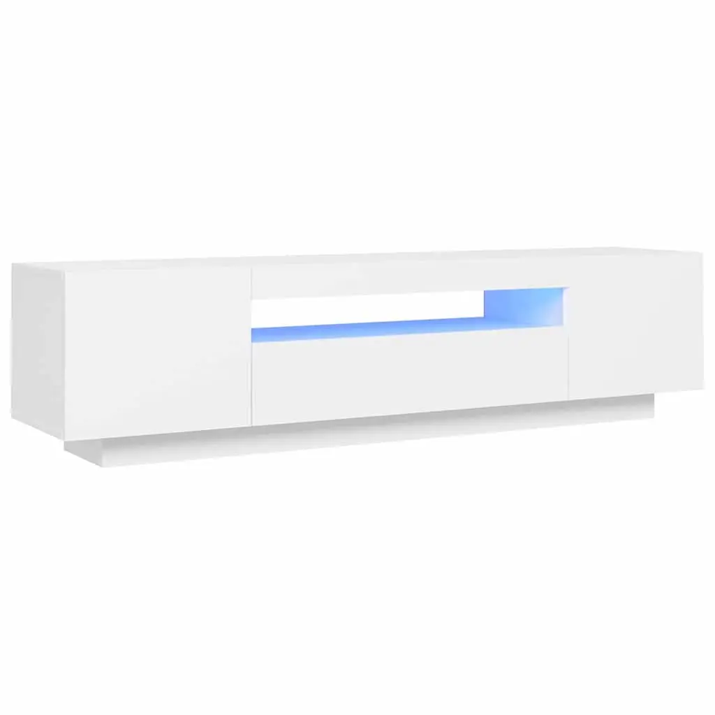 TV Cabinet LED Lights White Floating Shelves Modern 160x35x40 cm