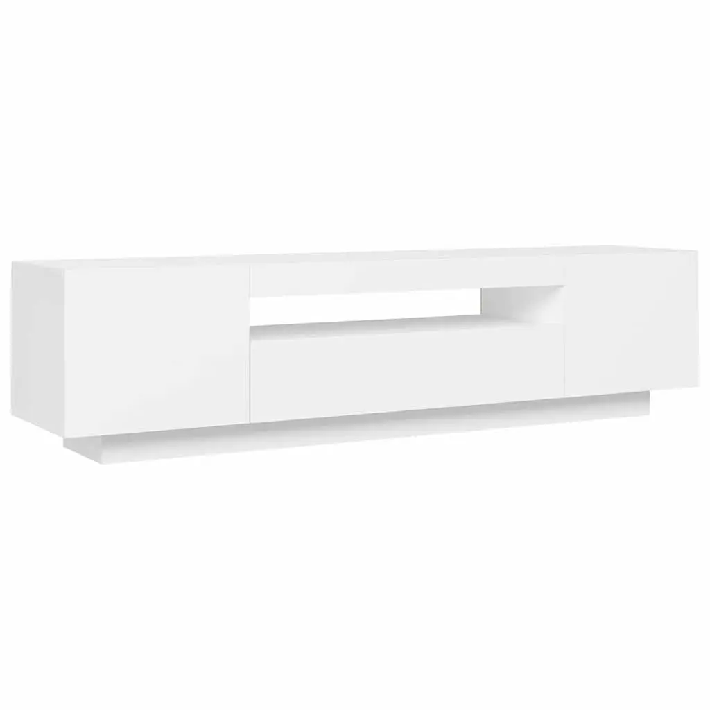TV Cabinet LED Lights White Floating Shelves Modern 160x35x40 cm