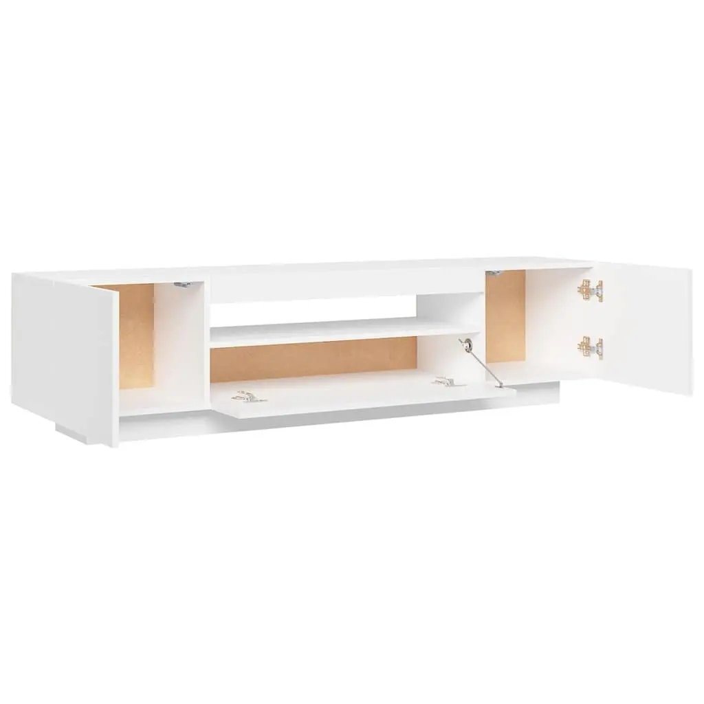TV Cabinet LED Lights White Floating Shelves Modern 160x35x40 cm